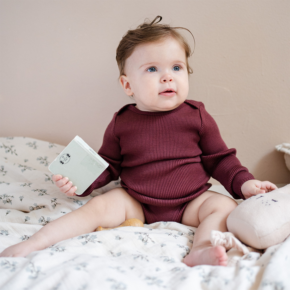 Minimalisma  Body Langarm aus Merinowolle 'Alaska' Bordeaux