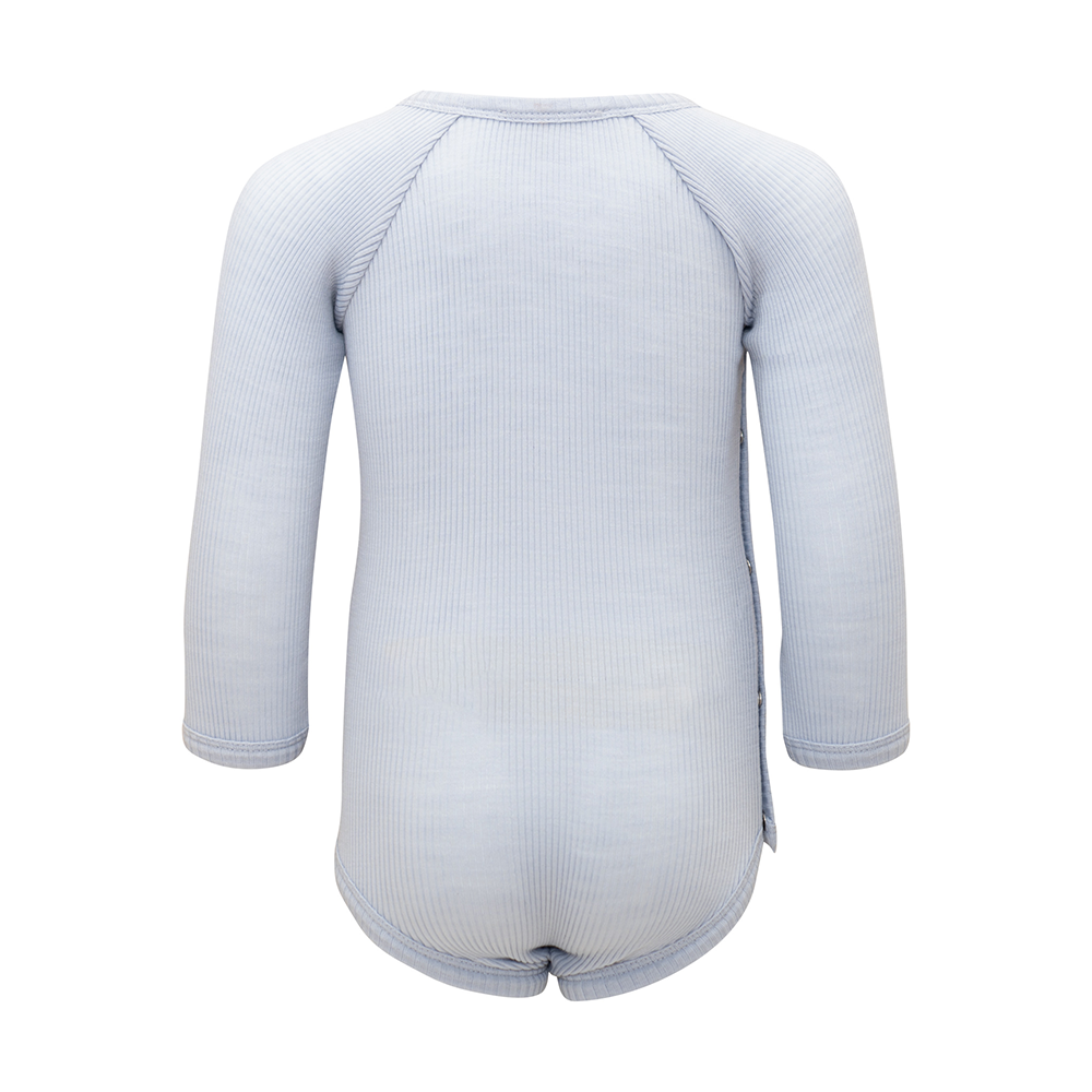 Minimalisma  Wickelbody Langarm aus Merinowolle 'Ask' Frost Blue