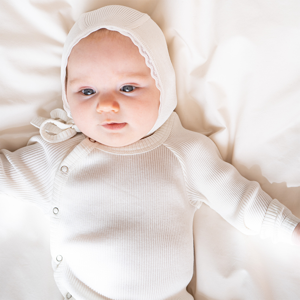 Minimalisma  Wickelbody Langarm aus Seide/Baumwolle 'Bibi' Cream