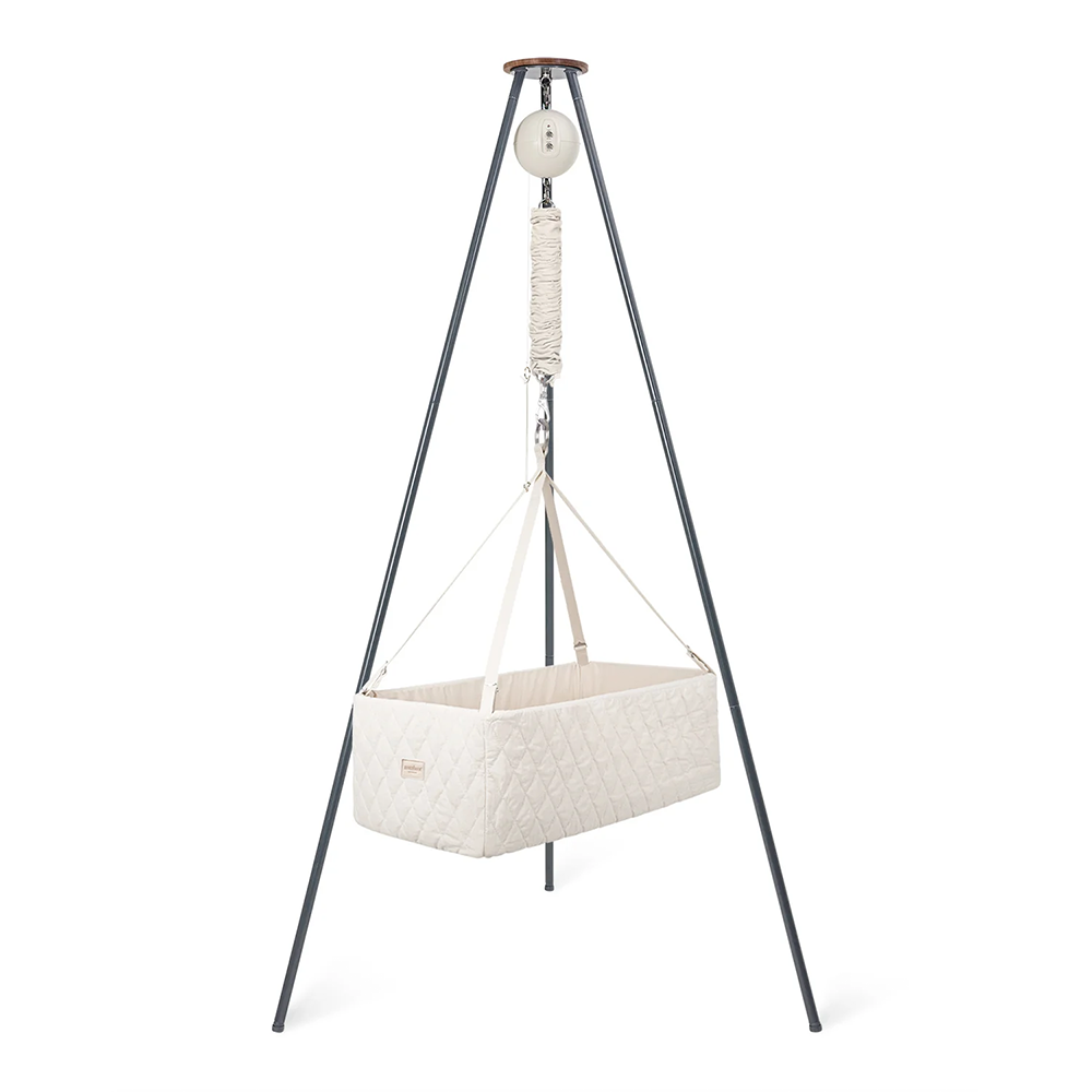 Moonboon  Classic Bundle Connect eckige Wiege Dunkelgrau/Nature