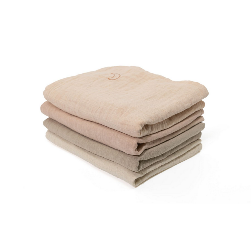 Moonboon 4er Set Mulltücher &#39;Uni&#39; Rose Mix