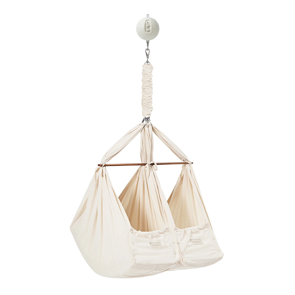 Moonboon Essential Bundle Connect Zwillings-Federwiege  Weiss/Nature