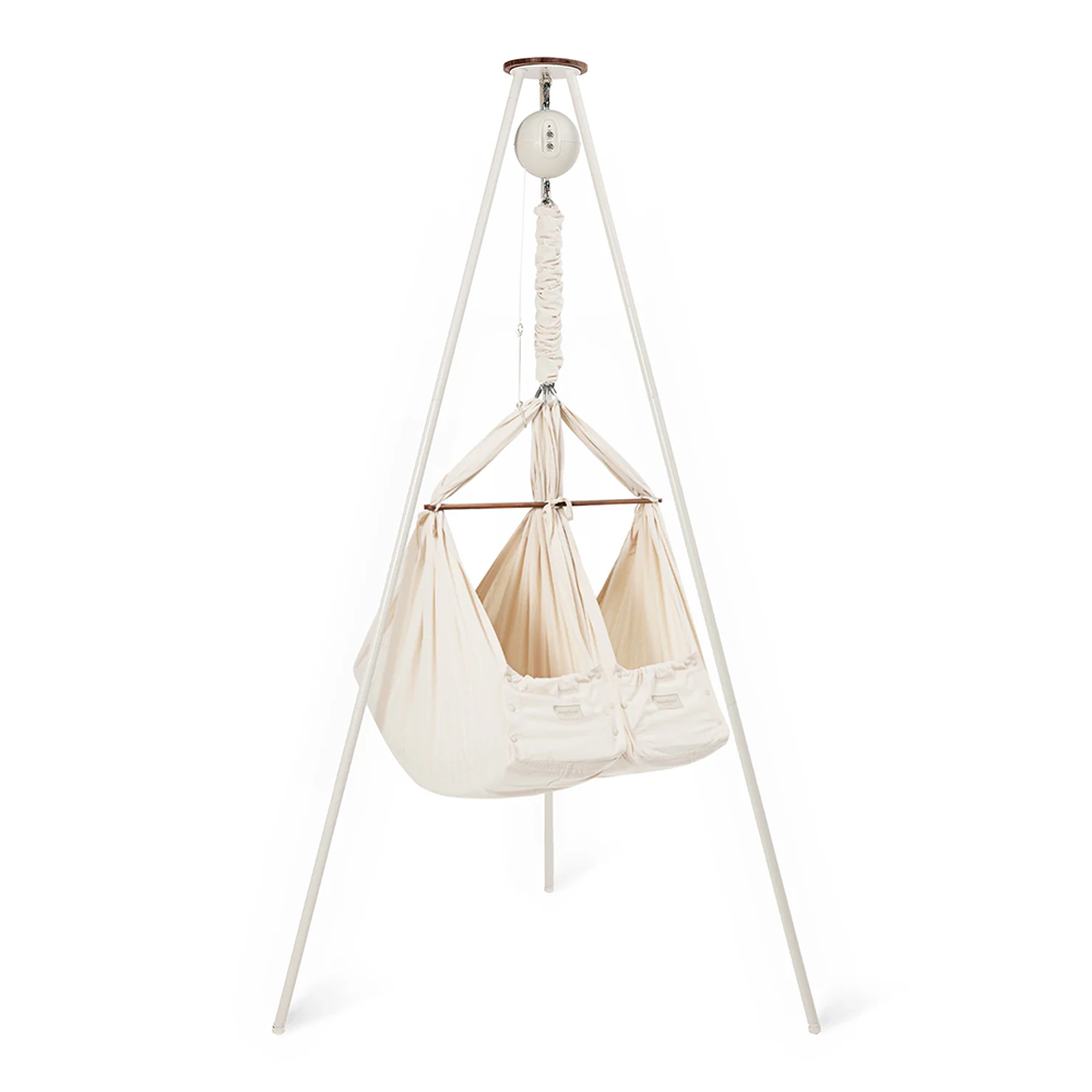 Moonboon  Classic Bundle Connect  Zwillings-Federwiege  Weiss/Nature