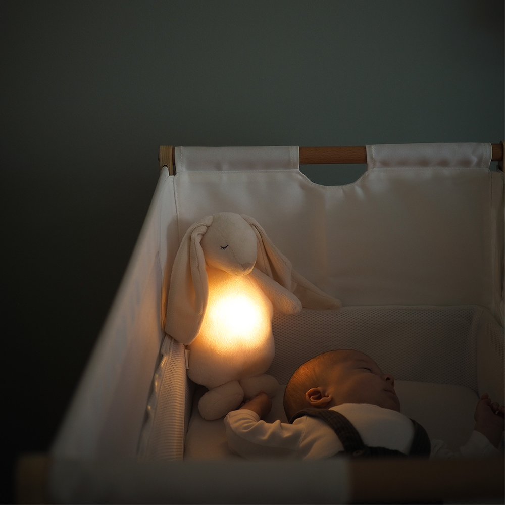 Moonie Kuscheltier Hase mit Licht &#39;Organic Humming Bunny&#39; Sand