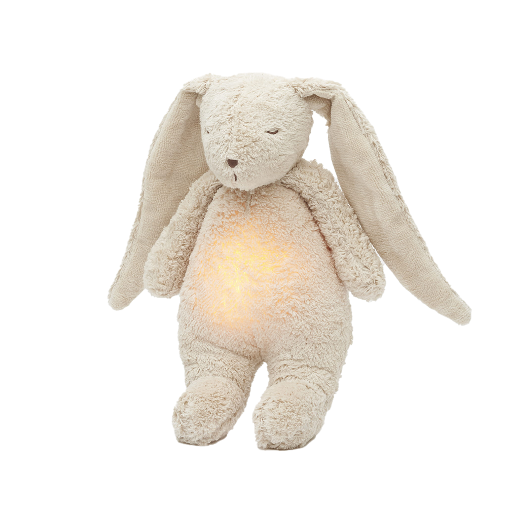 Moonie Kuscheltier Hase mit Licht &#39;Organic Humming Bunny&#39; Sand