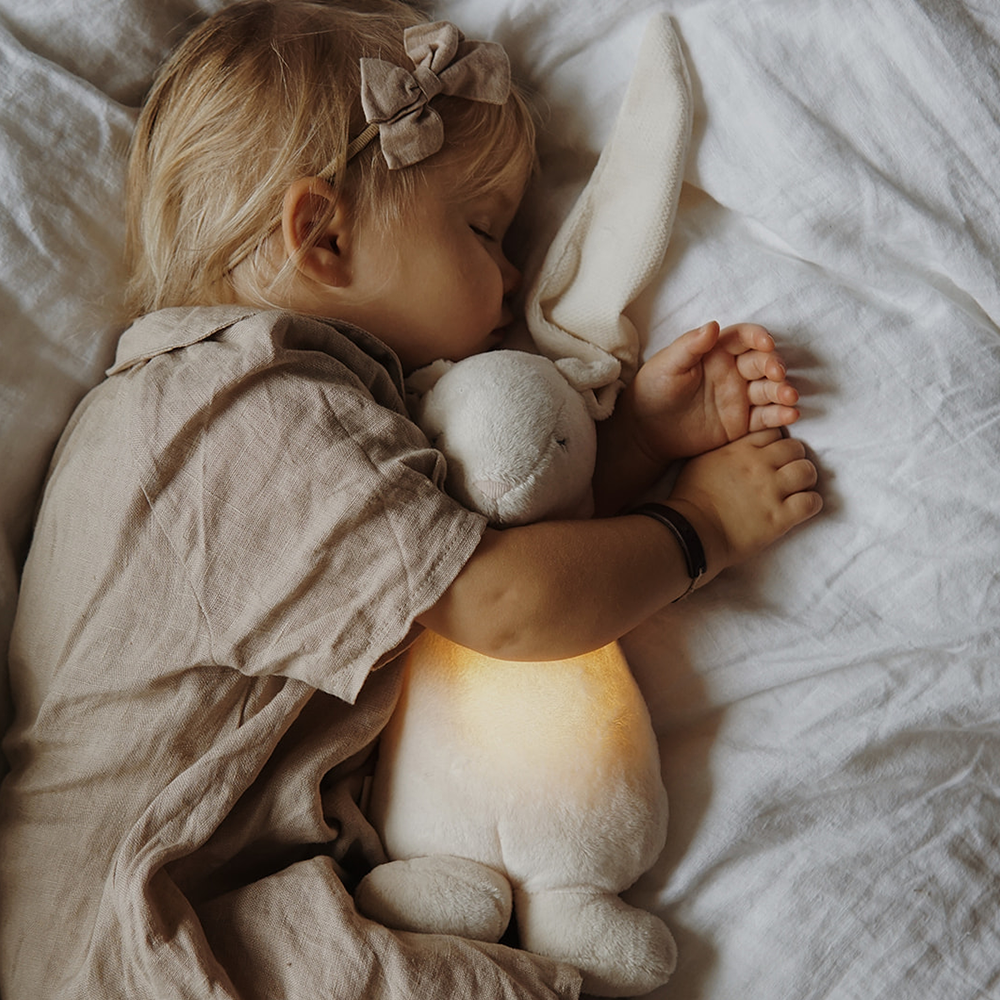 Moonie Kuscheltier Hase mit Licht &#39;Organic Humming Bunny&#39; Sand