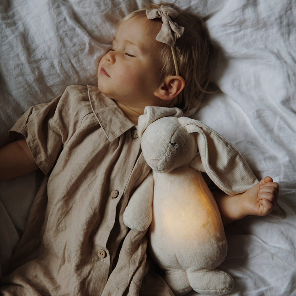 Moonie Kuscheltier Hase mit Licht &#39;Organic Humming Bunny&#39; Sand
