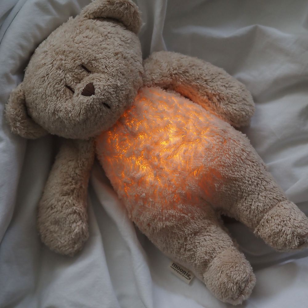 Moonie Teddybär mit Licht &#39;Organic Humming Bear&#39; Sand