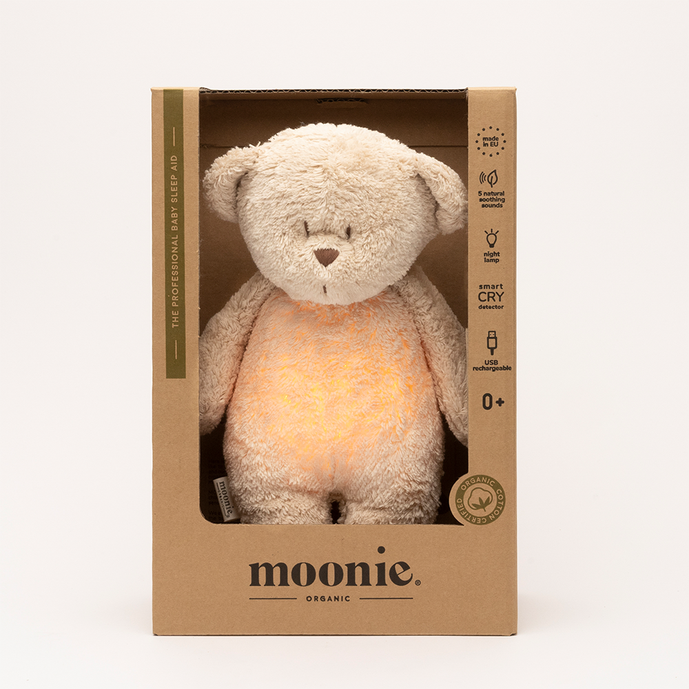 Moonie Teddybär mit Licht &#39;Organic Humming Bear&#39; Sand