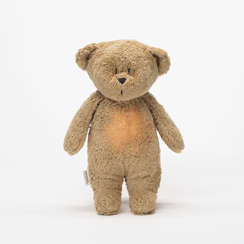Teddybär mit leuchtendem Licht im Bauch von Moonie in Braun.