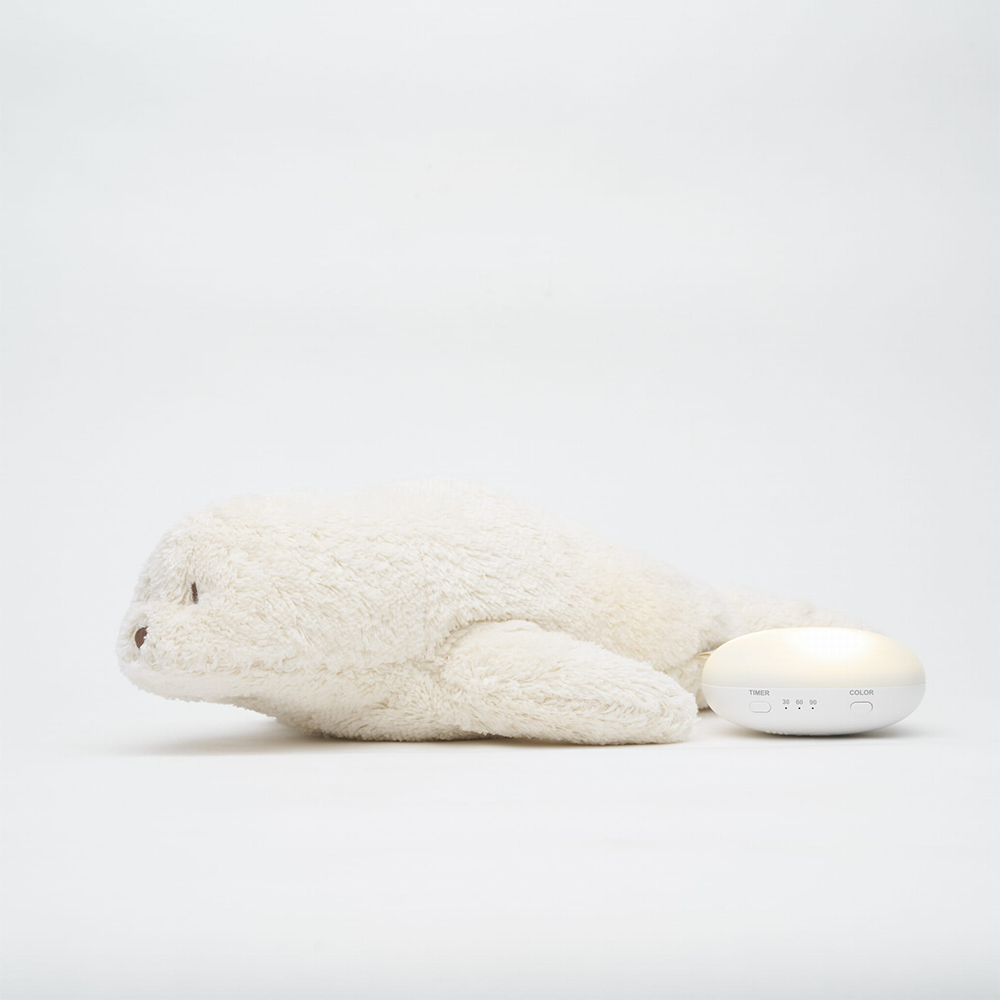 Moonie Kuscheltier Robbe mit Licht 'Organic Humming Seal' Polar