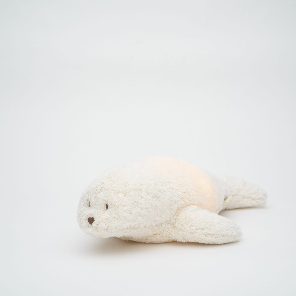 Moonie Kuscheltier Robbe mit Licht 'Organic Humming Seal' Polar