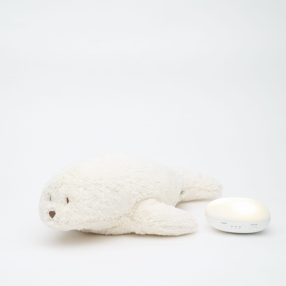 Moonie Kuscheltier Robbe mit Licht 'Organic Humming Seal' Polar