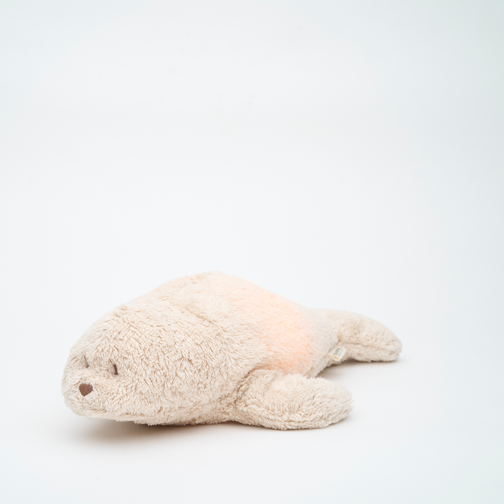 Moonie Kuscheltier Robbe mit Licht 'Organic Humming Seal' Sand