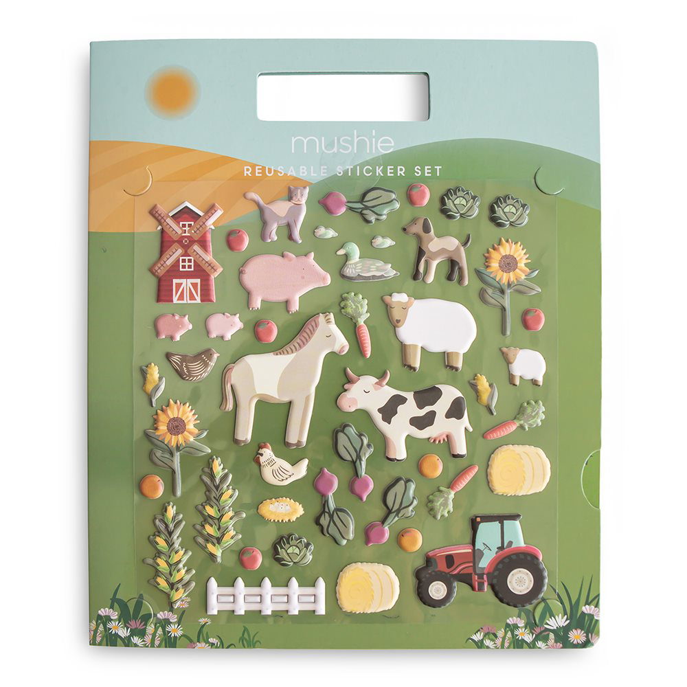 Mushie Wiederverwendbares Sticker-Set Farm - Online MY SNOWFLAKE