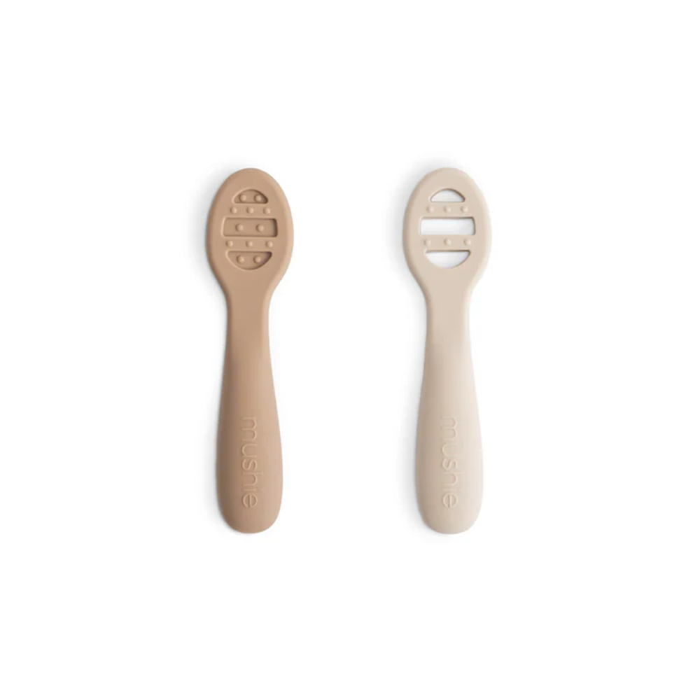 Mushie  erstes Baby Löffel 2er-Set   Natural/Shifting Sand