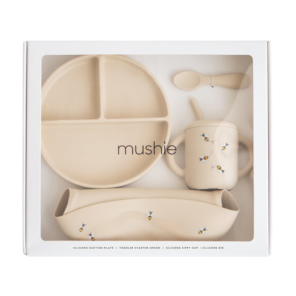 Mushie Silikon Geschirrset für Kleinkinder Bees - Online MY SNOWFLAKE
