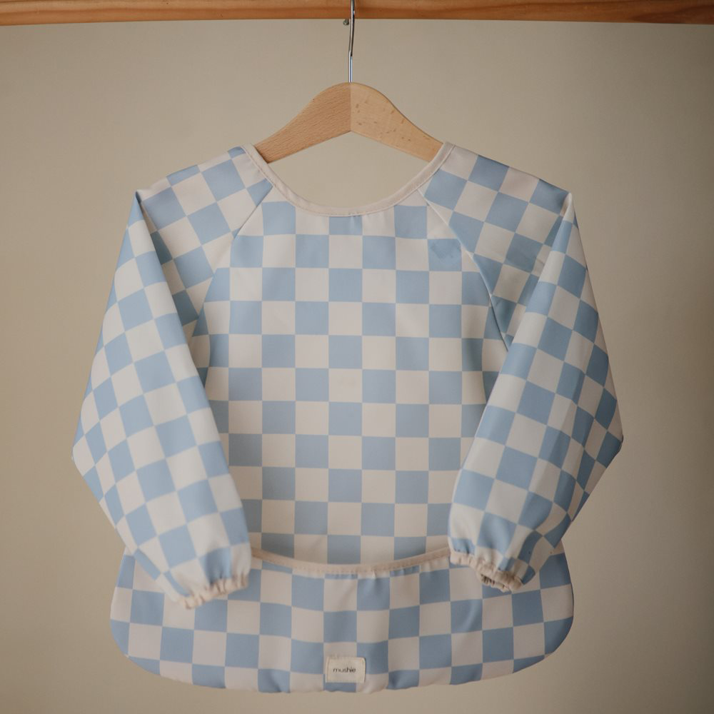Mushie Langarm Lätzchen Blue Check
