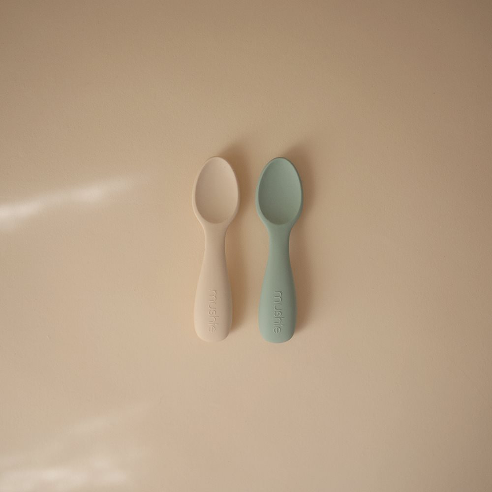 Mushie Starter Baby Löffel 2er-Set   Cambridge Blue/Shifting Sand - Online MY SNOWFLAKE
