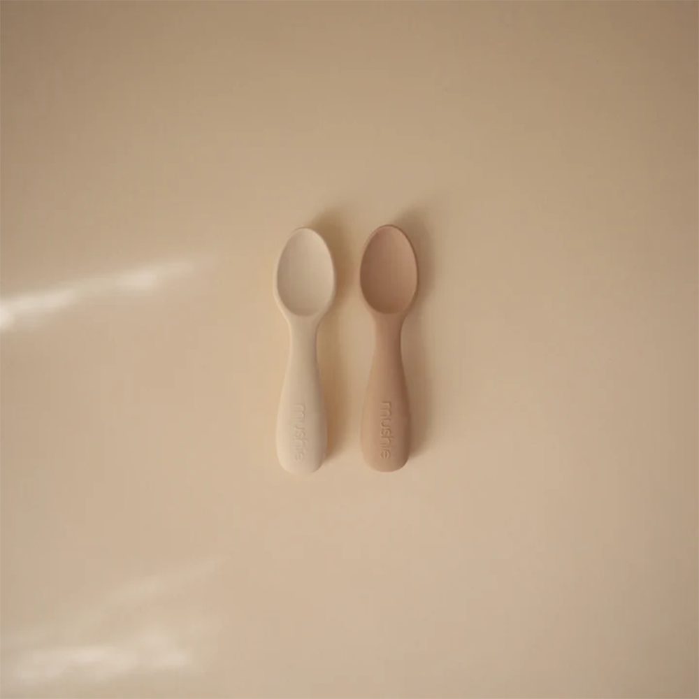 Mushie Starter Baby Löffel 2er-Set   Natural/Shifting Sand