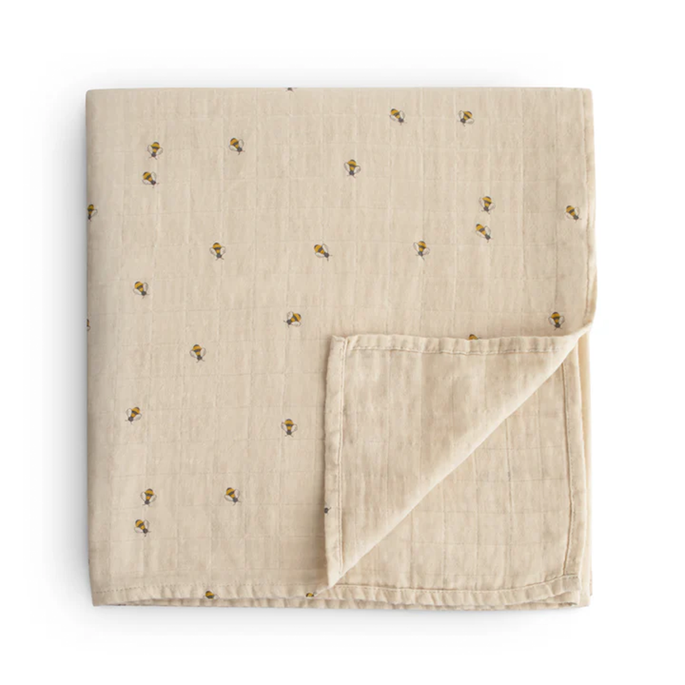 Mushie  Musselin Swaddle  Bees