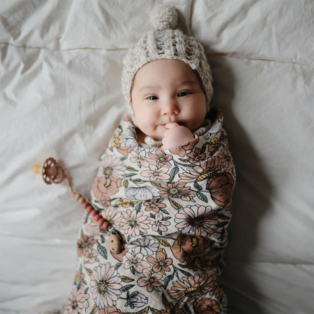 Mushie  Musselin Swaddle Retro Flowers