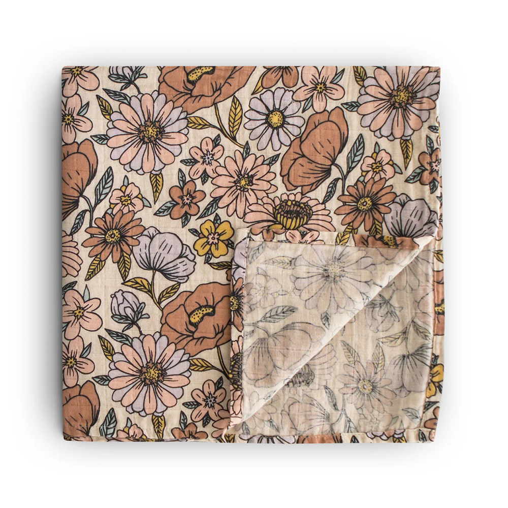 Mushie  Musselin Swaddle Retro Flowers