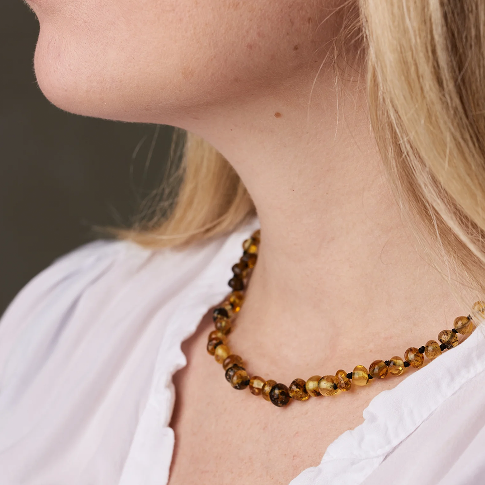 Nirrimis Bernsteinkette für Erwachsene Green Amber