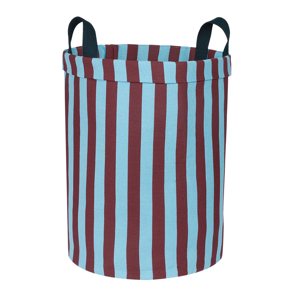 Nobodinoz  Grosser runder Aufbewahrungskorb Burgundy Blue Stripes
