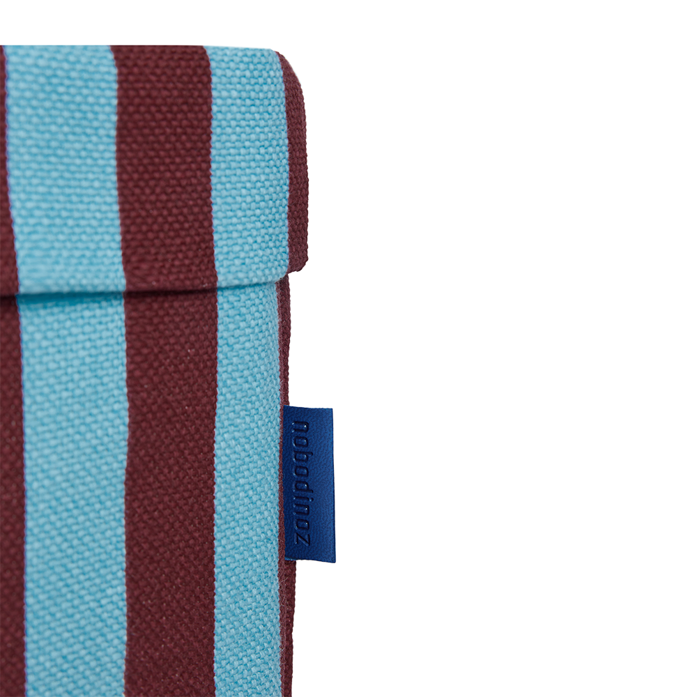 Nobodinoz  Grosser runder Aufbewahrungskorb Burgundy Blue Stripes