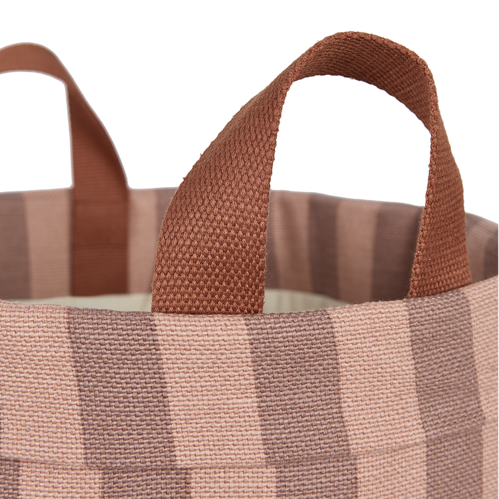 Nobodinoz  Grosser runder Aufbewahrungskorb Pink Mauve Stripes