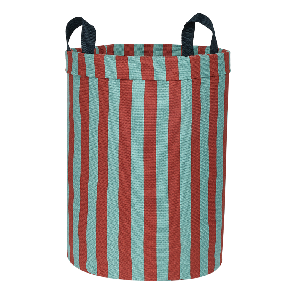 Nobodinoz Grand panier de rangement rond Red Teal Green Stripes