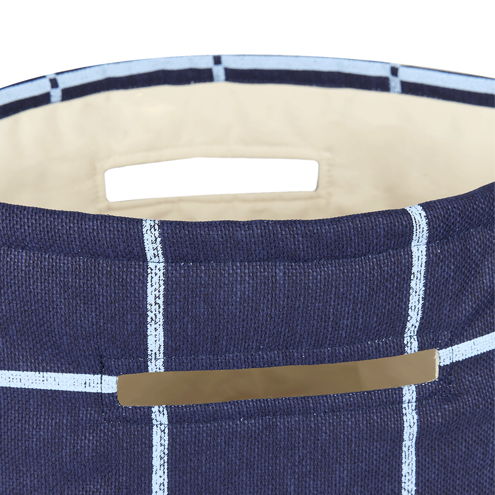 Nobodinoz  Aufbewahrungskorb 'Vibes'  Navy Blue Windowpane Vintage Effect