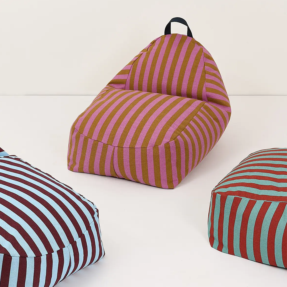 Nobodinoz Sitzsack 'Bliss' Pink Curry Stripes