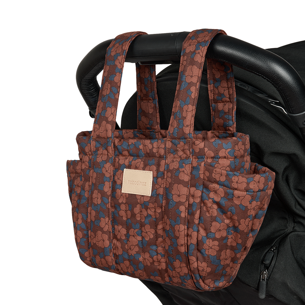 Nobodinoz Kinderwagen Organizer &#39;Hyde Park&#39; Maroon Poppies