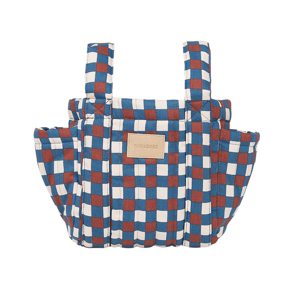 Nobodinoz Stroller Organizer 'Hyde Park' Blue Red Mosaic