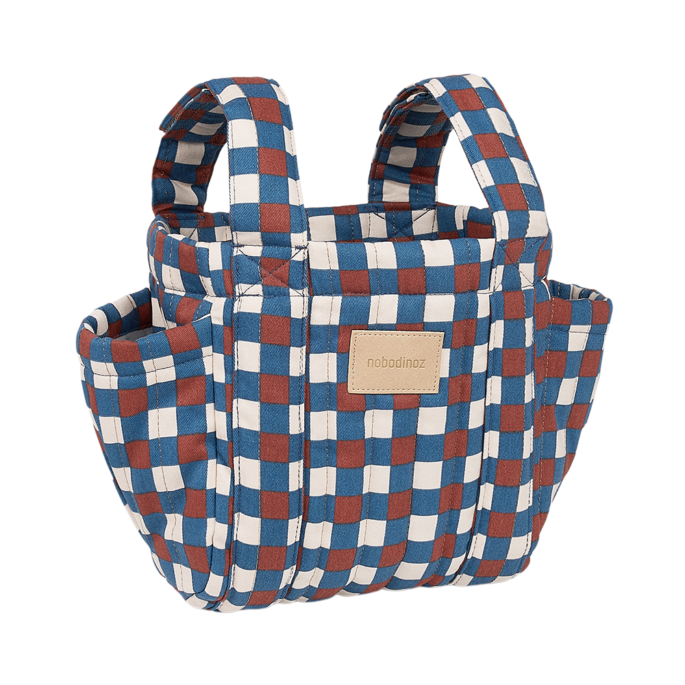 Nobodinoz Stroller Organizer 'Hyde Park' Blue Red Mosaic