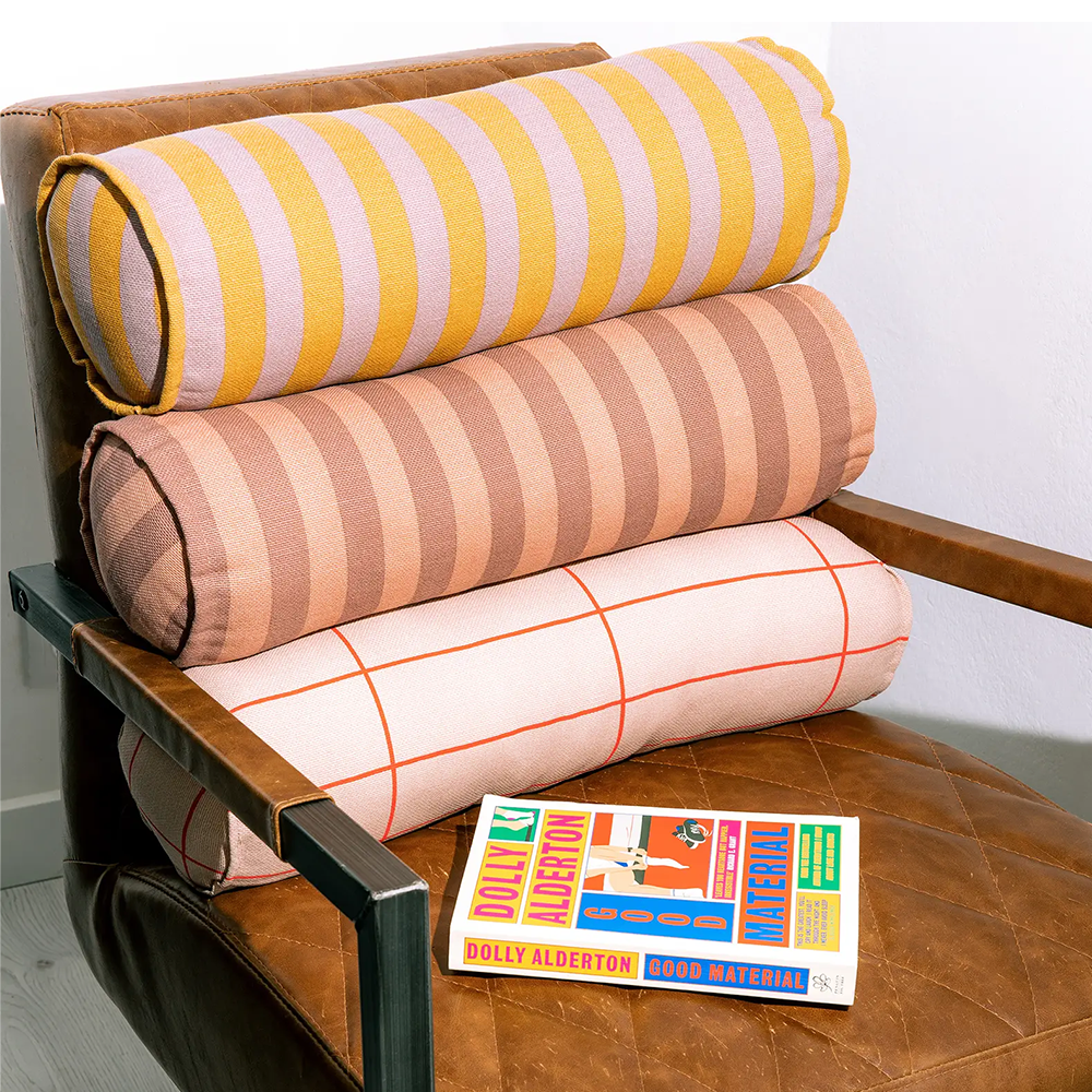 Nobodinoz Cushion 'Vibes' Pink Red Grid
