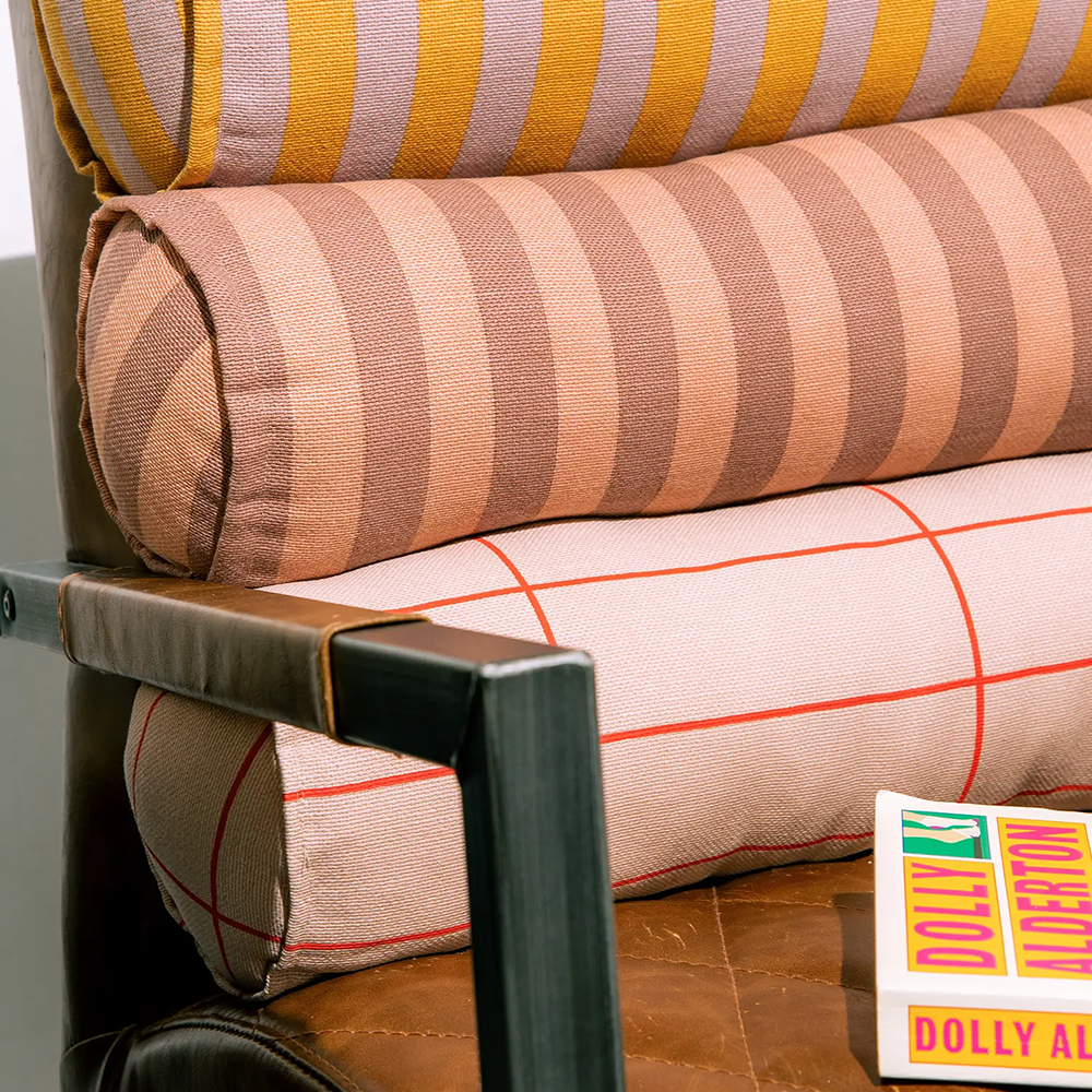 Nobodinoz Cushion 'Vibes' Pink Red Grid