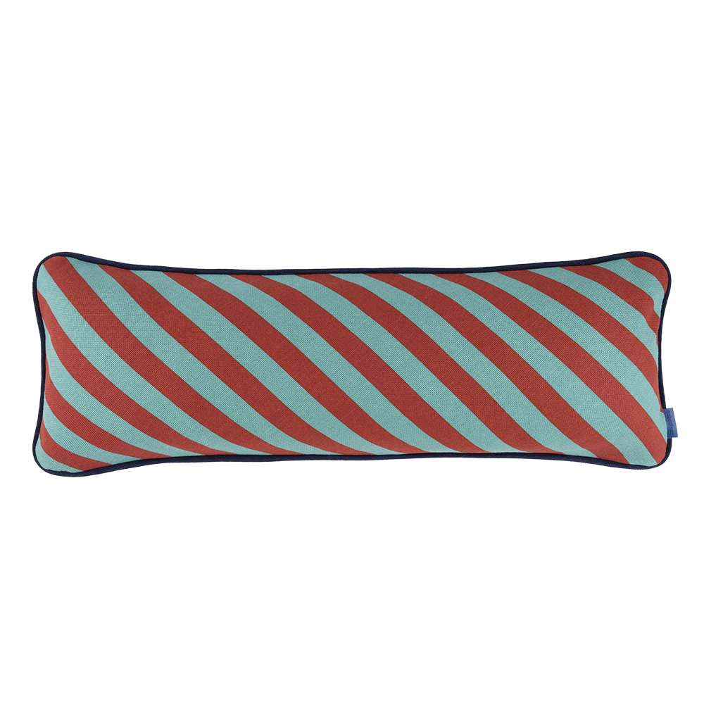 Nobodinoz Rechteckiges Kissen 'Ray' Red Teal Green Stripes - Online MY SNOWFLAKE