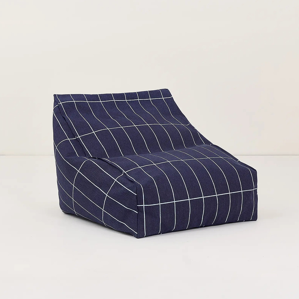 Nobodinoz Armchair Sitzsack 'Vibes' Navy Blue Grid Vintage Effect