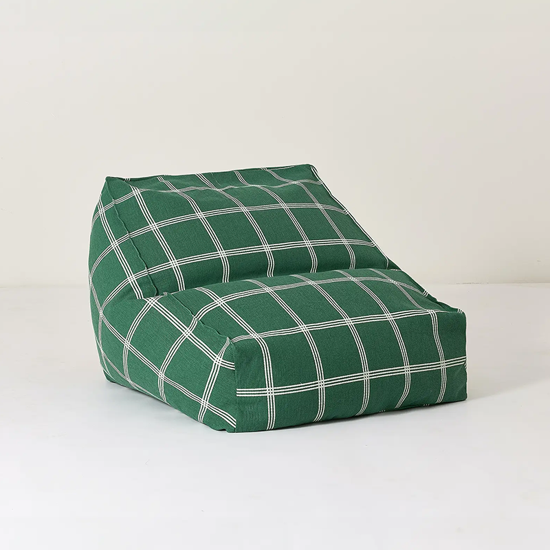 Nobodinoz Armchair Sitzsack &#39;Vibes&#39; Green White Windowpane