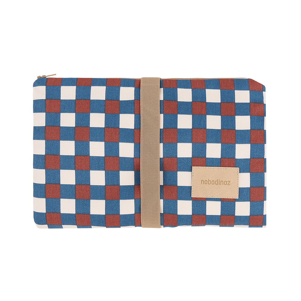 Nobodinoz waterproof changing mat 'Hyde Park' Blue Red Mosaic