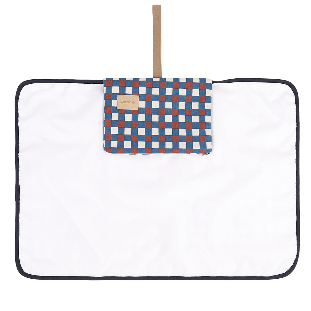 Nobodinoz waterproof changing mat 'Hyde Park' Blue Red Mosaic
