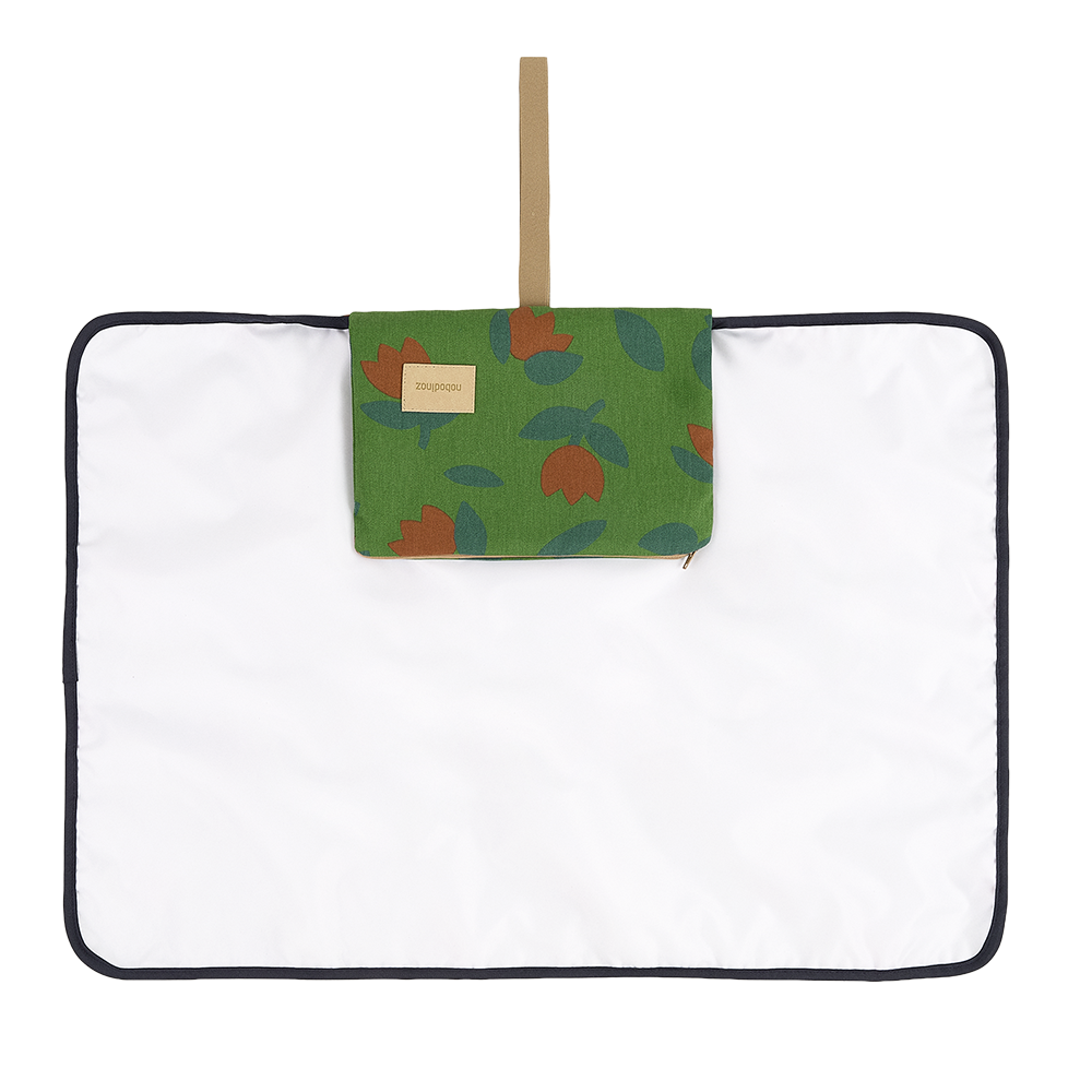 Nobodinoz Waterproof Changing Mat 'Hyde Park' Green Tulips