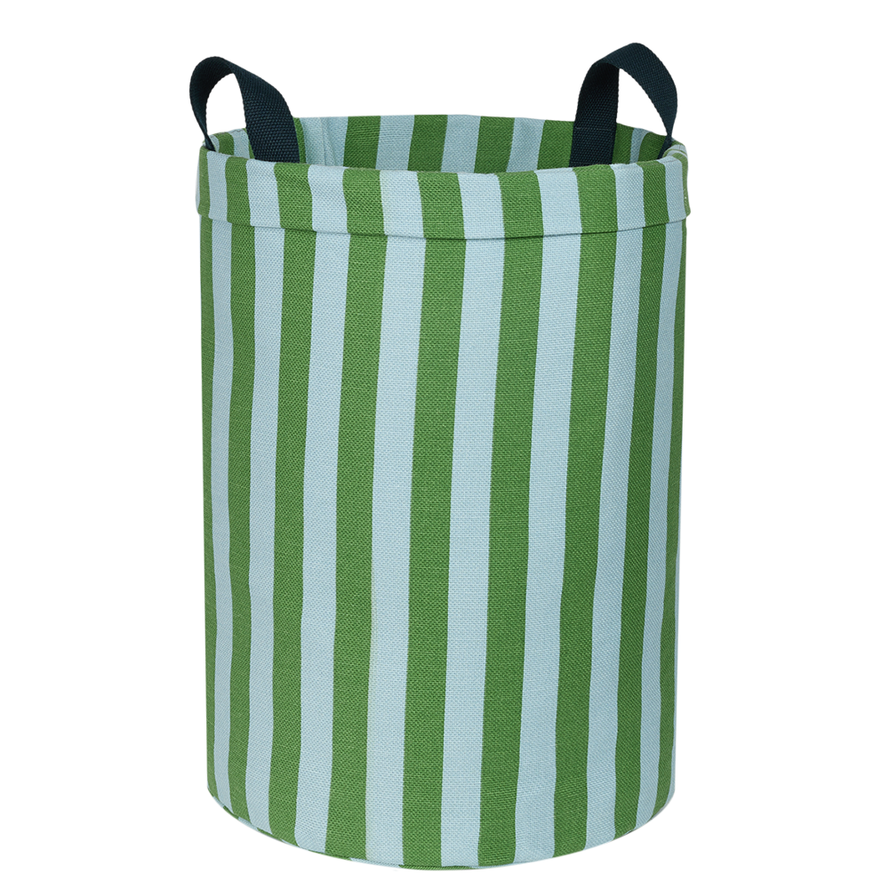 Nobodinoz Large Round Storage Basket Green Blue Stripes