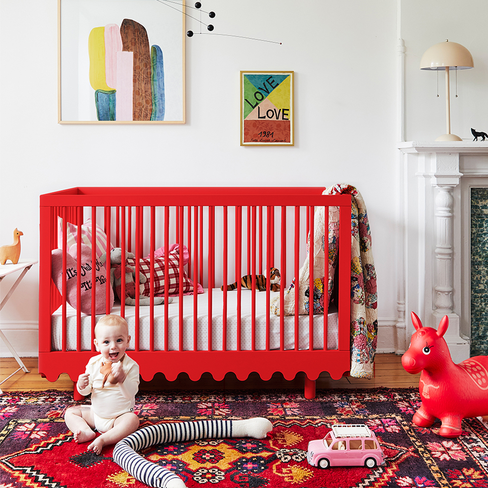 Oeuf NYC  Babybett 'Moss' Birke Red  70 x 140 cm - Online MY SNOWFLAKE