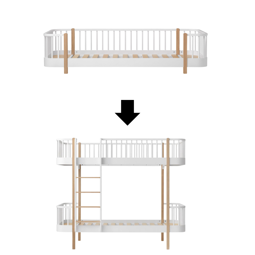 Oliver Furniture  Umbauset Original Bodenbett zum Original Etagenbett Weiss/Eiche