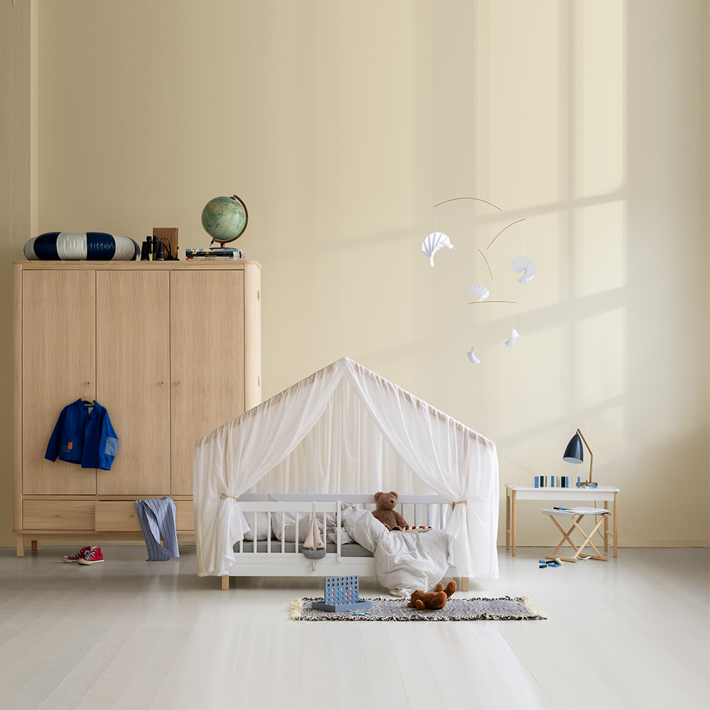 Oliver Furniture Lit cabane original Wood 90 x 200 cm Blanc/Chêne