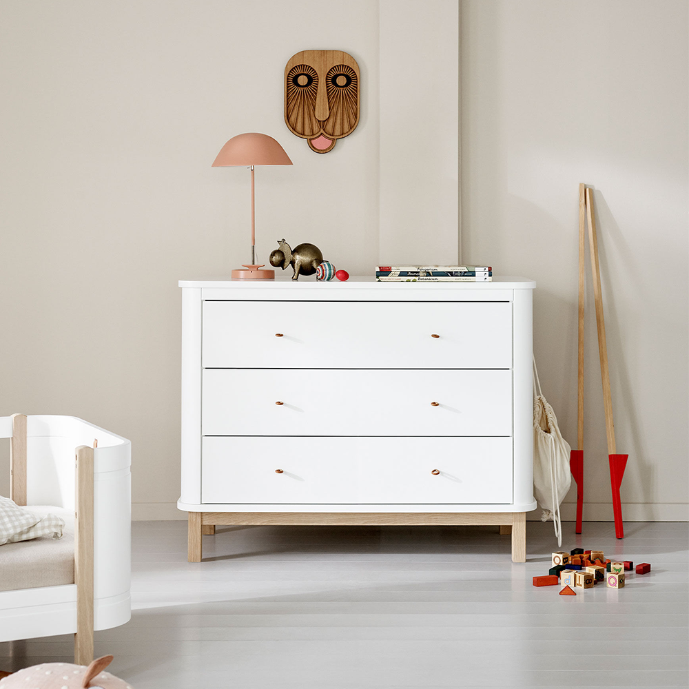 Oliver Furniture  Wood Kommode mit 3 Schubladen Weiss/Eiche